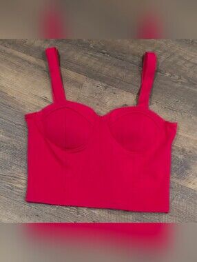 Shinestar Sculpted Bustier Red Crop Top